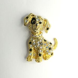 Golden crystal Puppy Dog brooch pin 🆕